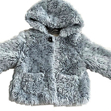 Next Teddy Jacket Hooded Faux Fur Powder Blue age 2-3yrs
