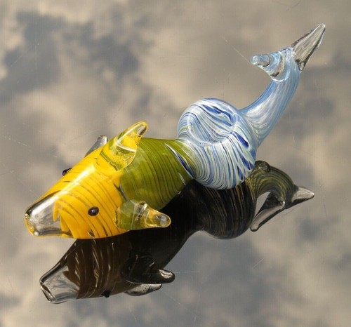 Clear coloured glass fish - coloured,