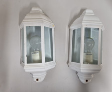 2x Half Lanterns  Wall Light 100W IP43 Matt White & Clear PC Focus Brand