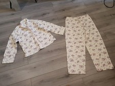 Vintage La Senza Ivory Pigs Might Fly Print Revere Collar PJ's Size Large