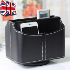 Leather Remote Control Holder 360 Degree Spinning Desk TV Remote Caddy/Box