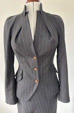 Vivienne Westwood Red Label grey pinstripe tailored 100% wool skirt suit IT44