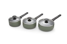 Morphy Richards 3 Piece Pan Set Green Recycled Aluminium Saucepan Set 859000