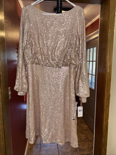 Champagne sequin evening dress - champagne,