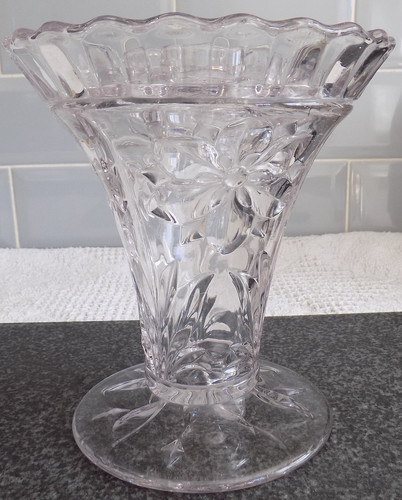 Vintage pressed glass vase - vintage,