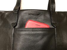 ROWALLAN - BLACK SOFT REAL LEATHER - SHOULDER BAG / BIG TOTE - FREE POST