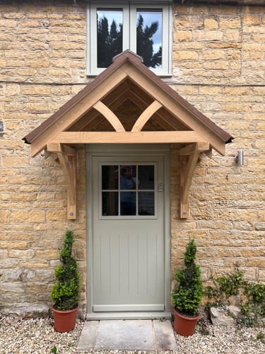 Oak porch canopy - canopy,, crafted
