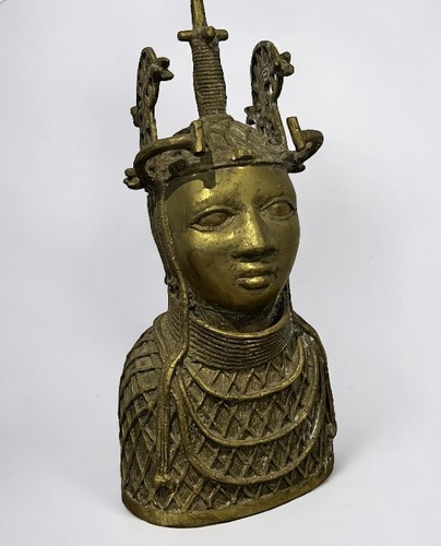 Benin bronze bust king - bronze, a