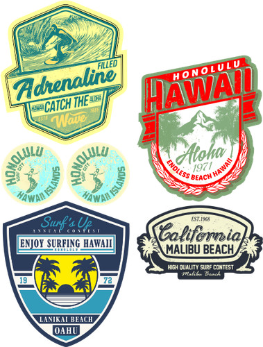 Surf sticker hawaii - 6x,