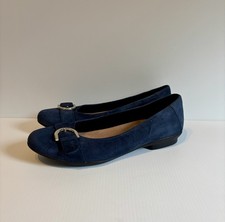 Clarks navy blue suede ballet - suede,
