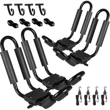 FORWODE Heavy Duty Kayak Roof Rack, 2 Pair J-Bar Kayak Rack with 4 Ratchet Ti...