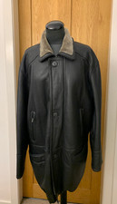 Harrods Leather and Shearling real sheepskin Fur trench men's coat jacket L 44"