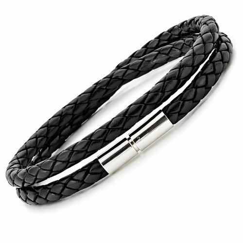 Mens leather bracelet - leather, bracelet-sterling