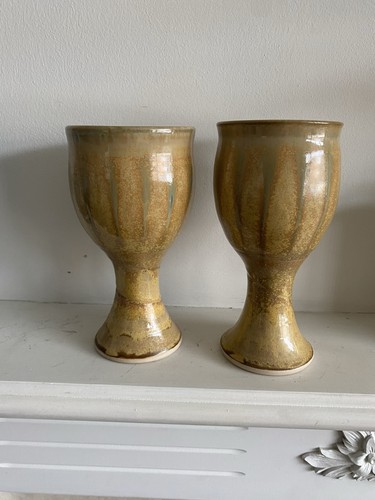 Oak leaf pottery goblets - oak,
