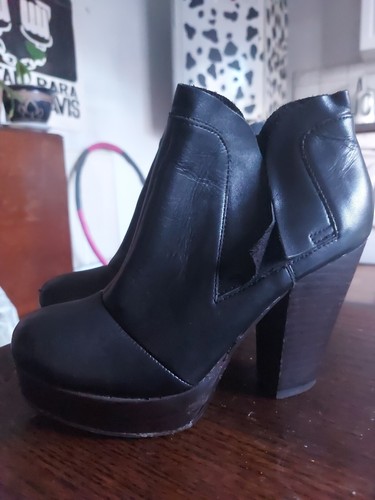 Top shop black ankle - top, leather