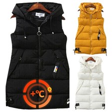 Women PUFFER Gilet Bodywarmer Top Ladies Coat HOODED PADDED QUILTED JACKET S M L