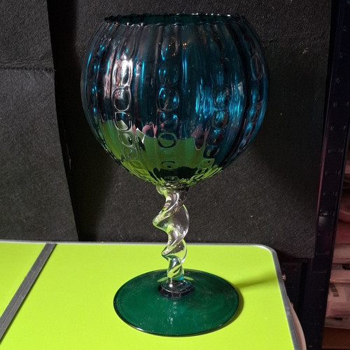 Blue teal art glass - blue/teal, goblet