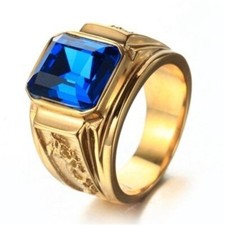 18K GOLD EP BLUE SAPPHIRE CZ