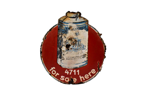 Antique sign porcelain eau - sign, de