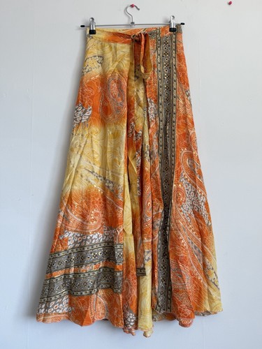 Yellow orange silk paisley - orange,