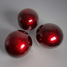 Set Of 3 Red Metallic Glazed