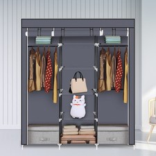 Grey canvas wardrobe cloest - grey,