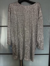 Silver Oversized Sequins Dress