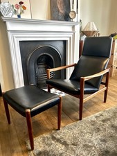Danish Mid Century  Lounge Chair with Matching Foot Stool 1960s