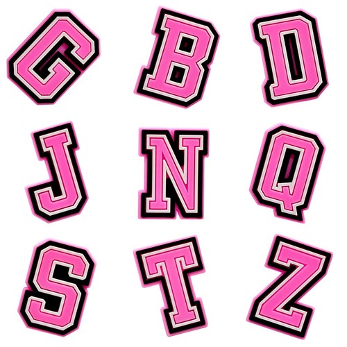 Letters pink shoe charms - letters,