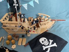 Wooden large Pirate Ship & Characters accessories - Pretend Play Pirate Ship