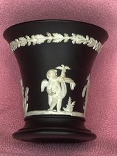 Wedgwood Black Jasperware Footed Trumpet  Vase