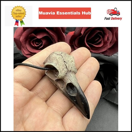 Goth necklace raven skull - -, 3d