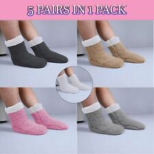 5 Pairs Thermal Socks 4.7 Tog Fleece Sherpa Slipper Soft Cosy Warm Winter 6–11