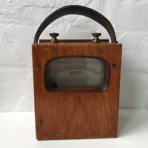 Vintage volt meter wooden box - vintage,