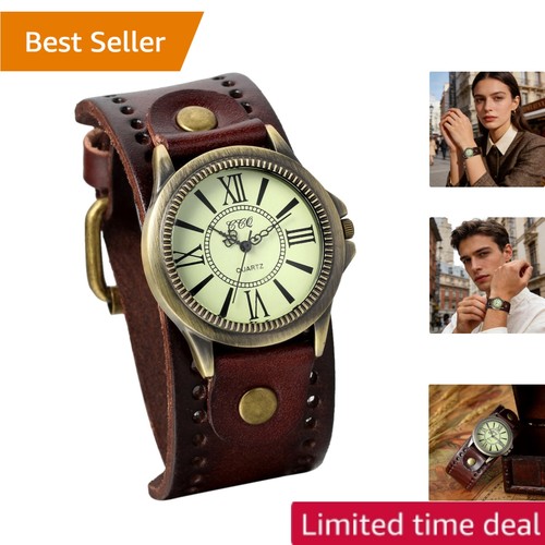 Crafted vintage leather wide - vintage,