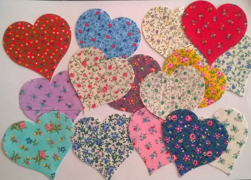 Country floral hearts fabric - country,