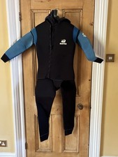 Beaver Icelandic S/M Semi-Dry Two Part Wetsuit In Black With Blue Sleeves & Trim