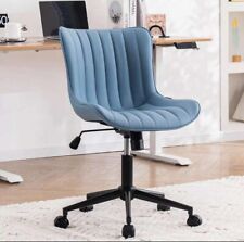 Kidol & Shellder Home Office Chair Swivel Armless Desk Chair Faux Leather Blue