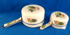 VINTAGE LIMOGES ALUMINITE FRUGIER No.2 AND No.5 CERAMIC SAUCEPANS - USED