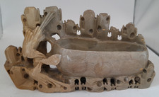 Vintage Carved Beige Soapstone Brush Pot/Dish  A57 B347