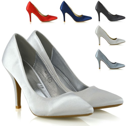 Womens satin mid - satin, heel