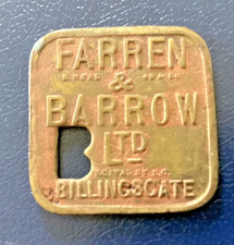 LONDON MARKET TRADE TOKEN : FARREN & BARROW Ltd. BILLINGSGATE FISH MARKET : 3/-