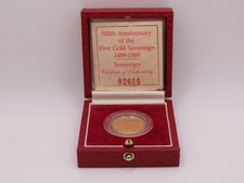 1989 FULL SOVEREIGN TUDOR ROSE 500TH ANNIVERSARY PROOF GOLD COIN ONE 1  BOX COA