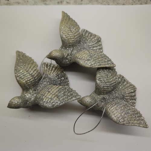 Silver glitter dove christmas - glitter,