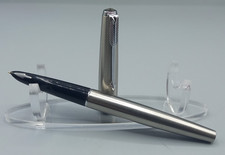 Vintage 1959-62 Parker 61 Flighter Fountain Pen Steel CP Trim 14k Nib VGC GWO