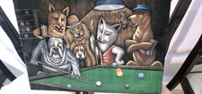 comic picture of snooker players ideal for mans cave,or snooker club