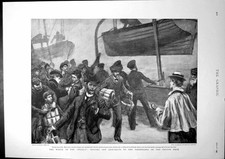 Old Print Wreck Stella Serving Out Life Belts Passengers Saloon Deck 1899 19th