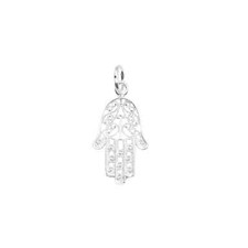 Sterling Silver Filigree Hamsa Hand of Fatima Necklace Bracelet Charm Pendant