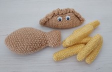 Hand Knitted Cornish Pasty & Fish and Chips