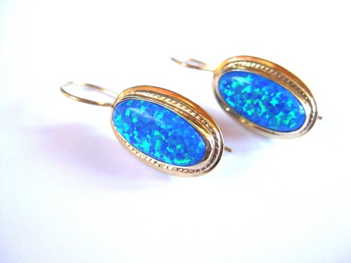 Gold 585 synthetic opal - gold,